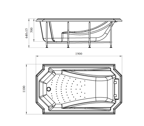 Акриловая ванна Radomir Эстелона с панелью + слив-перелив Chrome